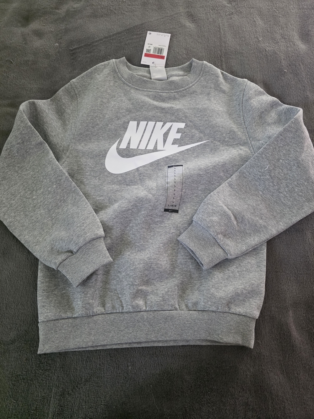 Nike Kids' Grey Logo Crew Sweatshirt